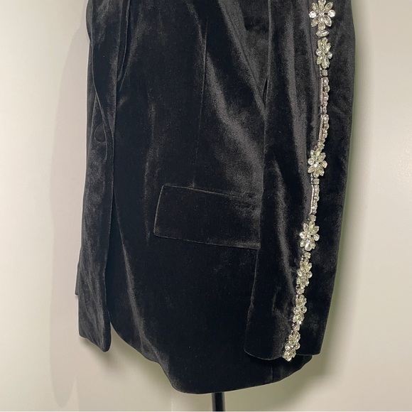 Nadine Merabi- Davina Black Blazer Satin Velvet Embellished Size 6 Evening - Picture 11 of 16